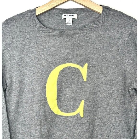 Old Navy Long Sleeve Sweater Women Size Small Solid Basic Gray "C" Logo - Picture 3 of 9